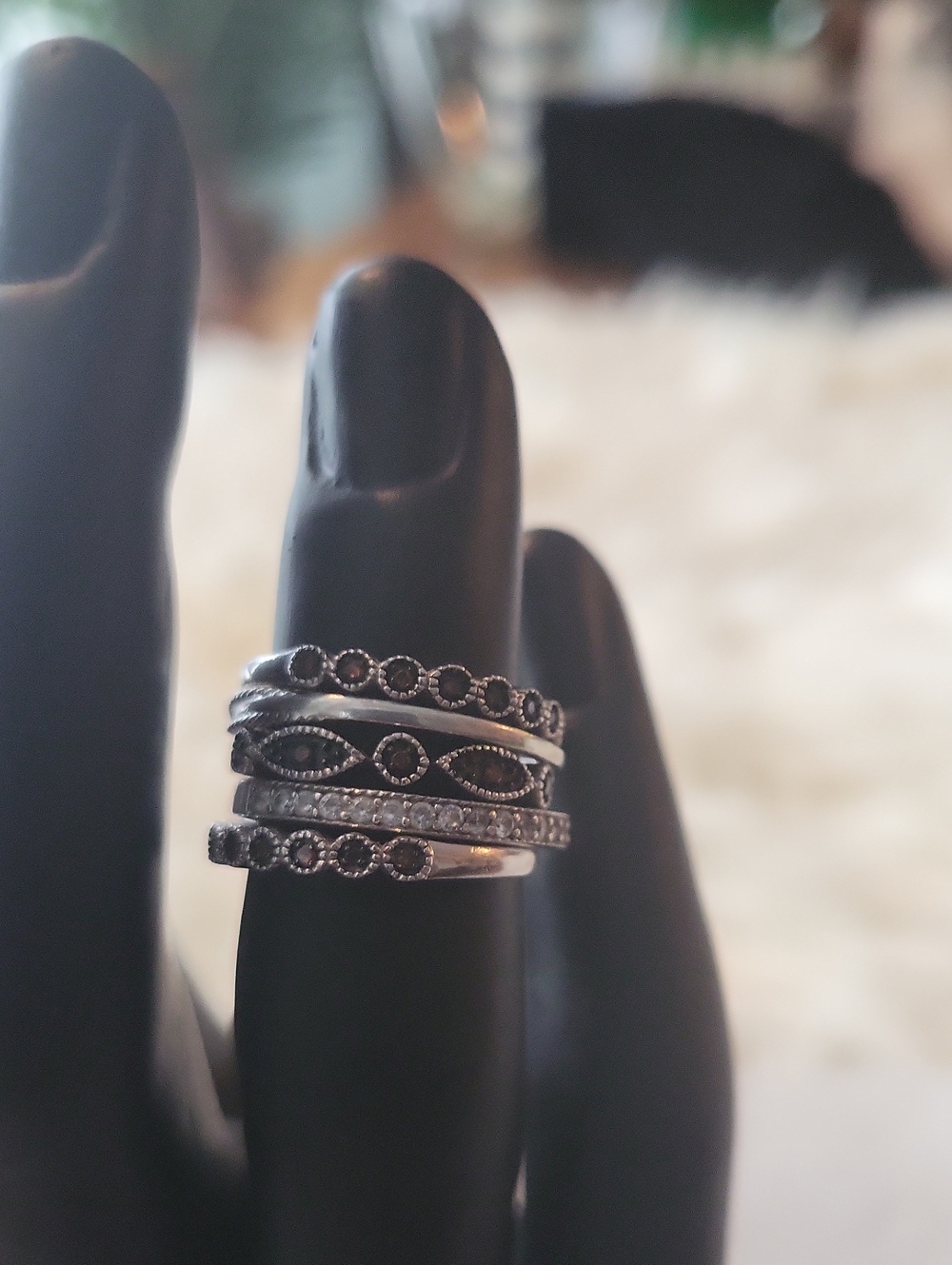Stackable Red Diamond Rings - Picture 2 of 6